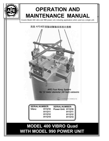 operation and maintenance manual - American Piledriving Equipment