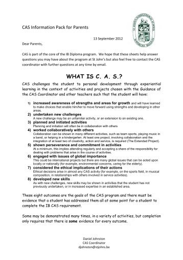 WHAT IS C. A. S.? - St. John's International School