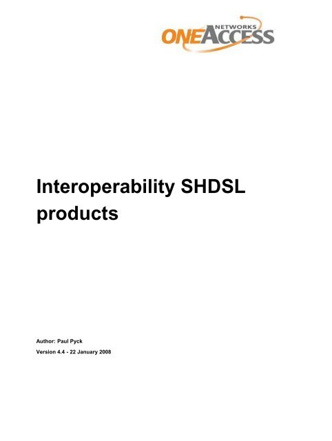 Interoperability SHDSL products - OneAccess extranet