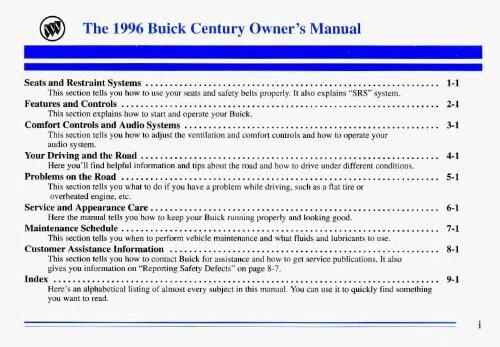 1996 Buick Century Owner's Manual