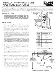 installation instructions wall hung lavatories - Crane Plumbing