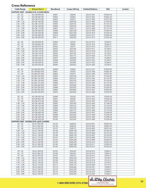 Ericson E- Grip Cross Reference - B.N. Yanow Companies