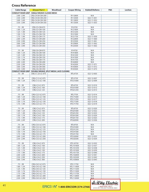 Ericson E- Grip Cross Reference - B.N. Yanow Companies