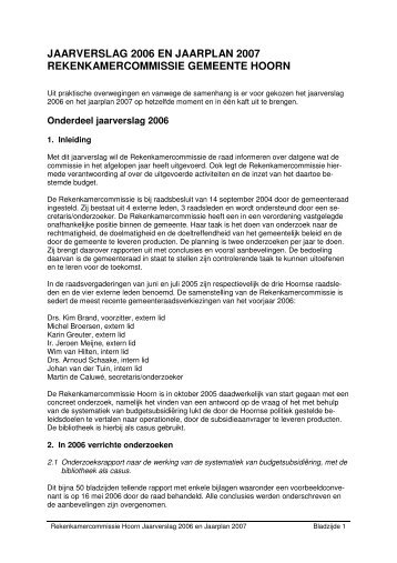 JAARVERSLAG 2006 EN JAARPLAN 2007 ... - Gemeente Hoorn