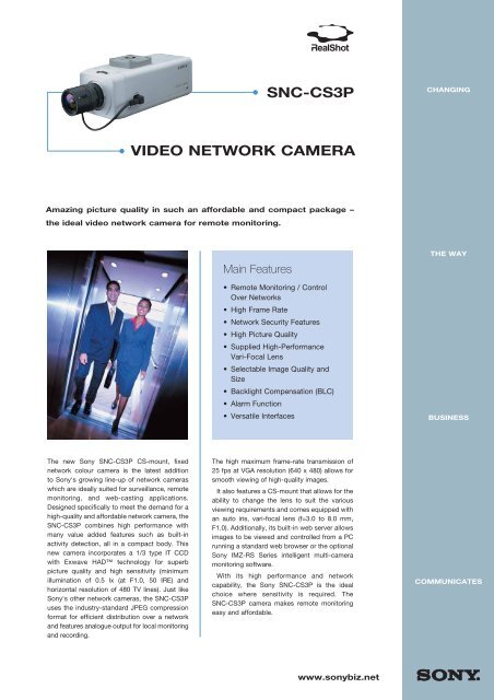 VIDEO NETWORK CAMERA SNC-CS3P - Altram