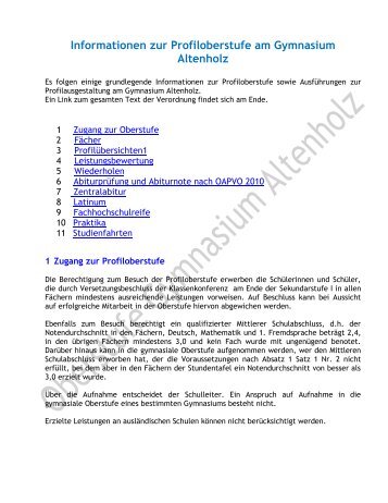 1. Informationen zur Profiloberstufe - Gymnasium Altenholz