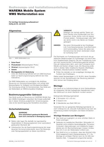 Bedienungsanleitung Warema WMS Wetterstation eco - Abels-online