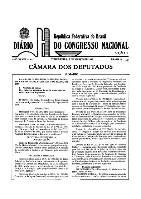DO CONGRESSO NACIONAL DIÃRIO - CÃ¢mara dos Deputados