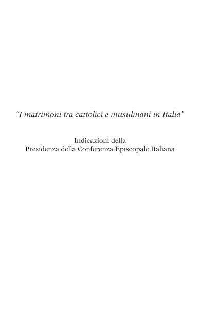 âI matrimoni tra cattolici e musulmani in Italiaâ - Servizio di hosting