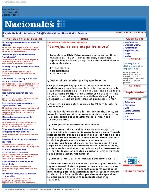 ''La vejez es una etapa hermosa''