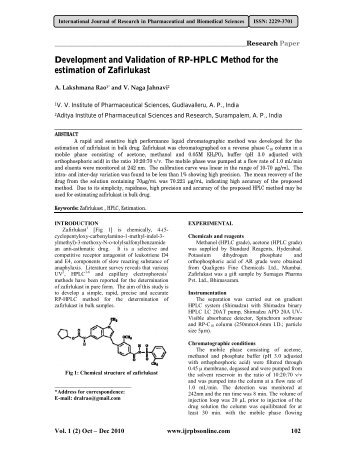 Development and Validation of RP-HPLC Method for - International ...
