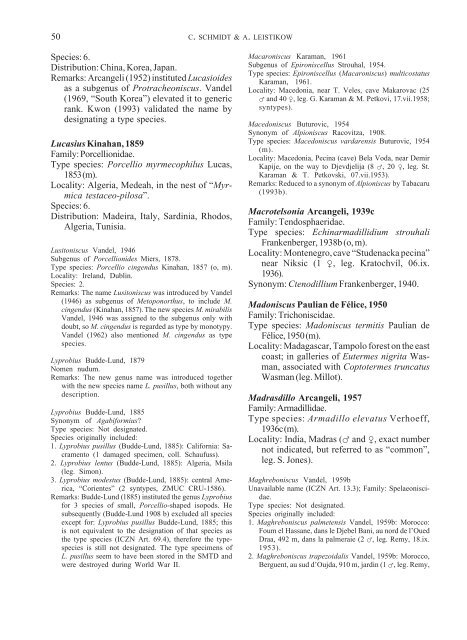 Catalogue of genera of the terrestrial Isopoda