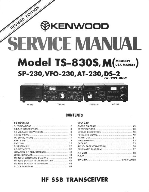 Kenwood TS-830S Service Manual - WB4HFN Home Page