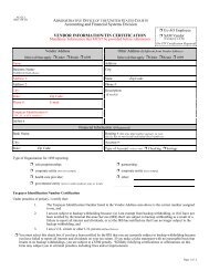 AO_213 Vendor Information/TIN Certification Form