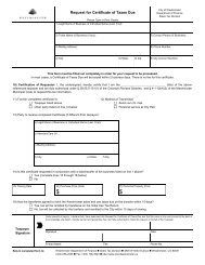 Request for Certificate of Taxes Due - City of Westminster