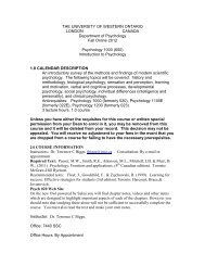 Psych 020 Course Outline - Psychology - University of Western Ontario