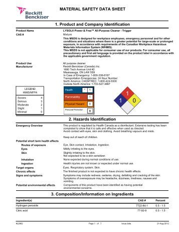 Where can you find Lysol's material safety data sheets?