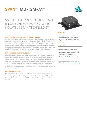 IMU-IGM-A1â¢ - NovAtel Inc.