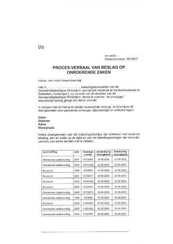 PROCES-VERBAAL VAN BESLAG OP ONROERENDE ZAKEN