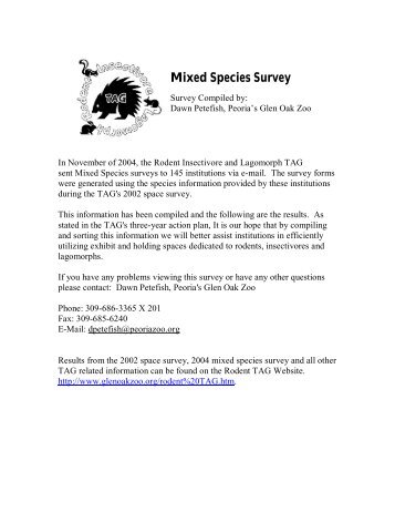 Mixed Species Survey Cover - Peoria Zoo