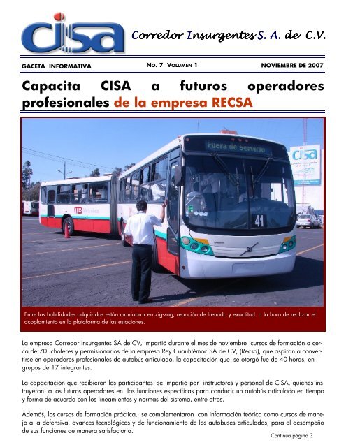 GACETA CISA NOVIEMBRE DE 2007 - ci-sa.com.mx