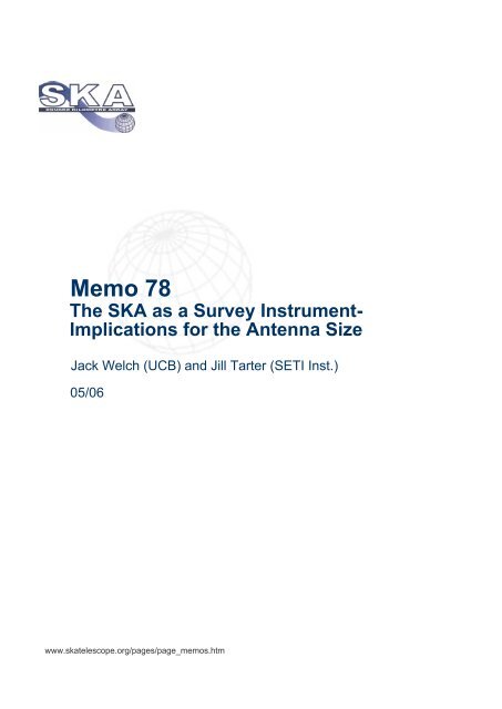 Memo 78 The SKA as a Survey Instrument