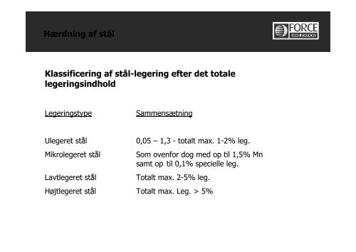 Hærdning af stål - FMV