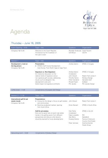 Agenda - Golf Business Community