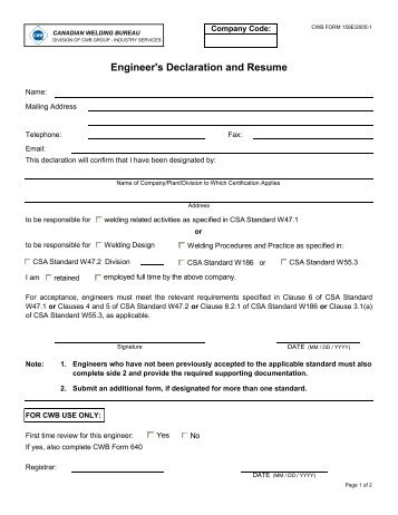 0159e-Engineers Declaration and Resume - CWB Group