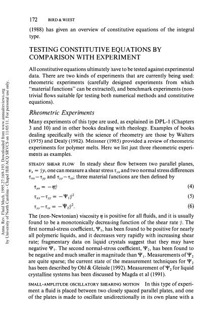 Constitutive Equations for Polymeric Liquids