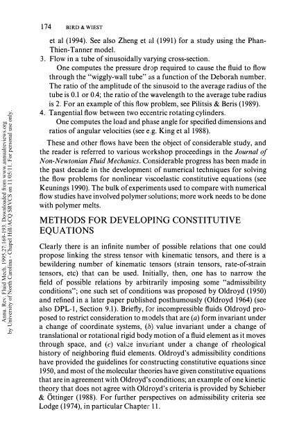 Constitutive Equations for Polymeric Liquids