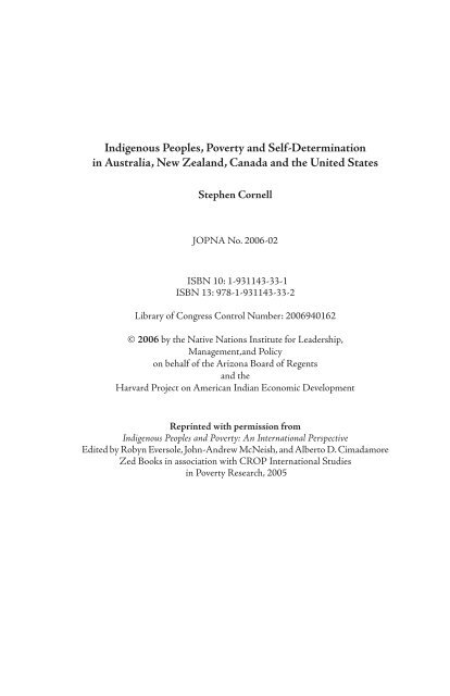 Indigenous Peoples, Poverty, and Self-Determination in Australia ...