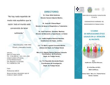 Programa del evento - Hospital General de México
