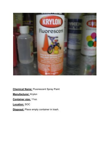 Chemical Name: Fluorescent Spray Paint Manufacturer: Krylon ...