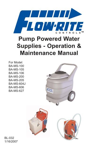 Pump Powered Water Supplies - Flow-Rite