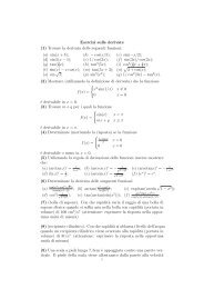 Esercizi sulle derivate (1) Trovare la derivata delle seguenti funzioni ...