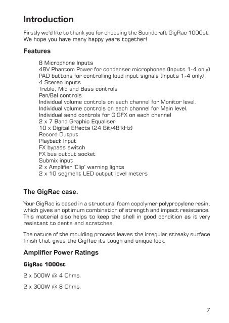 Gigrac 1000st User Guide English - Soundcraft