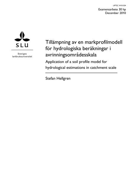 Stefan Hellgren - CivilingenjÃ¶rsprogrammet i miljÃ¶- och vattenteknik