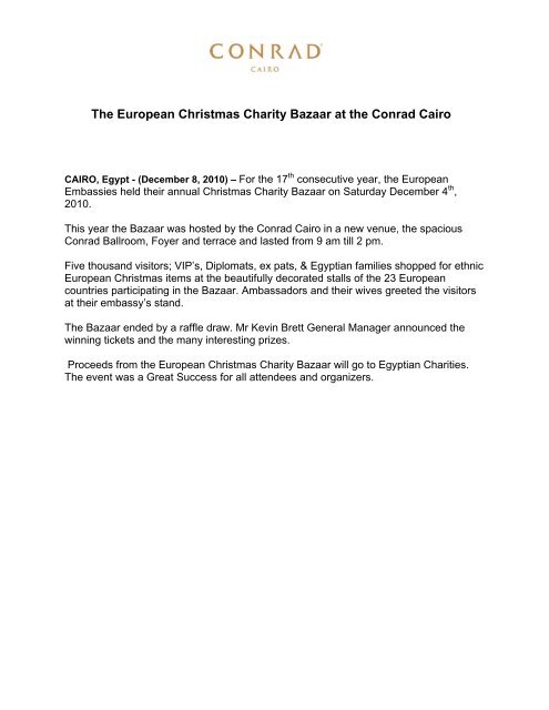The European Christmas Charity Bazaar At The Conrad Cairo Hilton