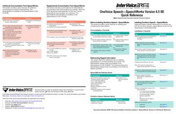OneVoice Speech-SpeechWorks Version 6.5 SE Quick ... - Intervoice