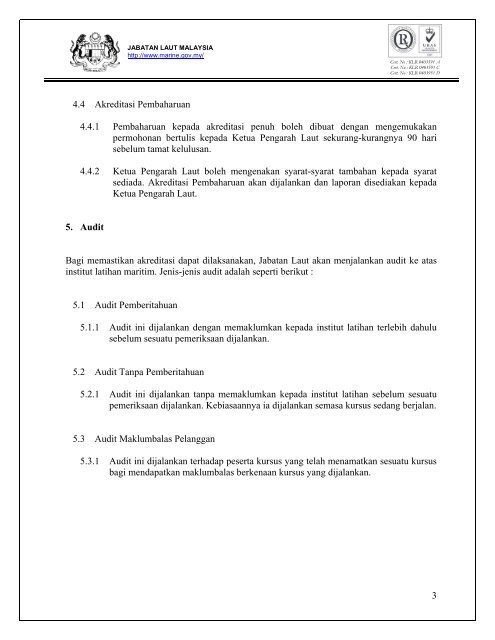 garispanduan akreditasi institusi latihan maritim dan kursus yang ...