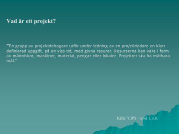 Vad ÃƒÂ¤r ett projekt?