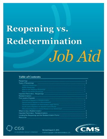 Reopening vs. Redetermination Job Aid - CGS Administrators
