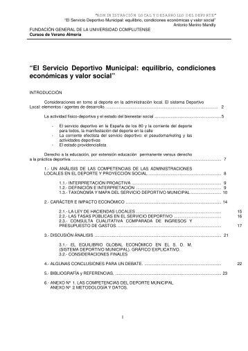 âEl Servicio Deportivo Municipal: equilibrio, condiciones ... - Agesport