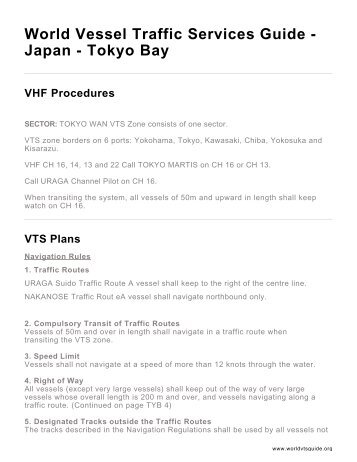 World Vessel Traffic Services Guide - Japan ... - World VTS Guide