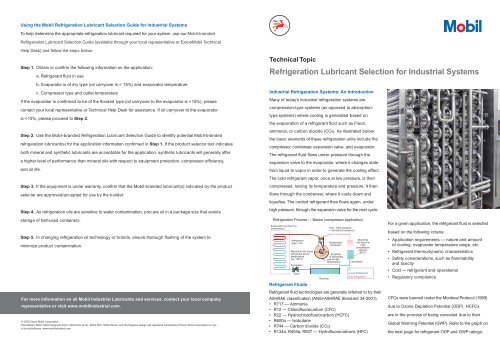 Refrigeration Lubricant Selection for Industrial Systems - Mobil ...