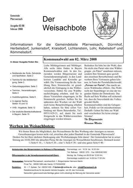 Der Weisachbote - Februar 2008 - Pfarrweisach