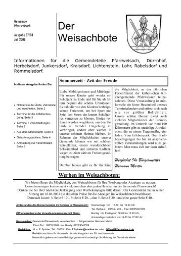 Der Weisachbote - Juli 2008 - Pfarrweisach