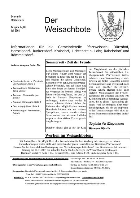 Der Weisachbote - Juli 2008 - Pfarrweisach