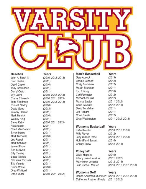 Varsity Club Membership List 11-15-12.indd - Winthrop Eagles